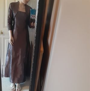 Brown Prom Dress With Beads And Jacket